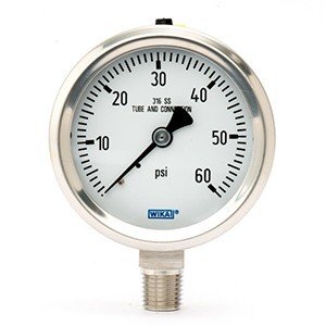 Wika 9768718 2.5" 232.53 60 PSI Bourdon Tube Gauge Crimped Ring Dry Stainless Steel Case