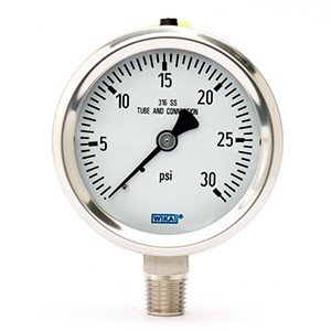 Wika 9768726 2.5" 232.53 30 PSI Bourdon Tube Gauge Crimped Ring Dry Stainless Steel Case