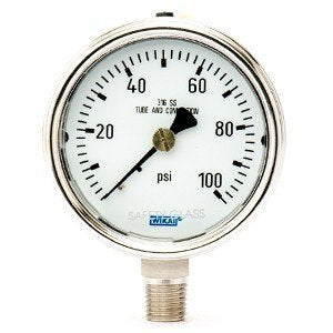 Wika 9744924 2.5" 232.54 100 PSI Bourdon Tube Gauge Bayonet Ring Dry Stainless Steel Case