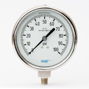 Wika 9745408 4" 232.54 100 PSI Bourdon Tube Gauge Bayonet Ring Dry Stainless Steel Case