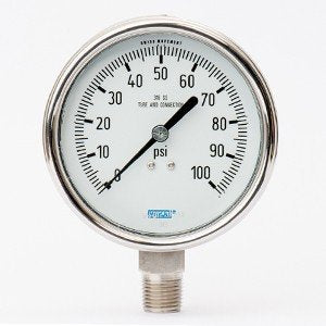 Wika 9745645 4" 232.54 100 PSI Bourdon Tube Gauge Bayonet Ring Dry Stainless Steel Case