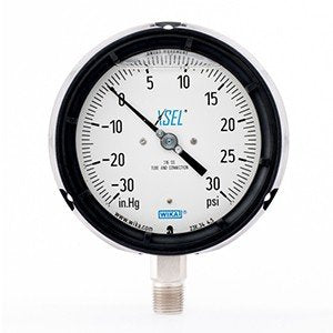 Wika 9833930 4.5" 233.34 -30 INHG/30 PSI VAC XSEL Process Bourdon Tube Gauge Filled Black Pocan Case