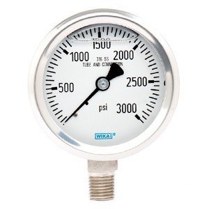 Wika 9833485 2.5" 233.53 3000 PSI Bourdon Tube Gauge Crimped Ring Filled Stainless Steel Case