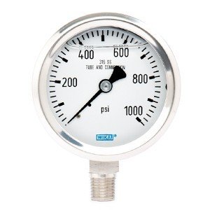 Wika 9833515 2.5" 233.53 1000 PSI Bourdon Tube Gauge Crimped Ring Filled Stainless Steel Case