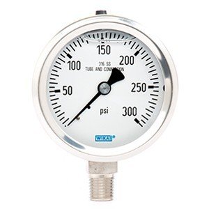 Wika 9833549 2.5" 233.53 300 PSI Bourdon Tube Gauge Crimped Ring Filled Stainless Steel Case