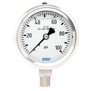 Wika 9833574 2.5" 233.53 100 PSI Bourdon Tube Gauge Crimped Ring Filled Stainless Steel Case