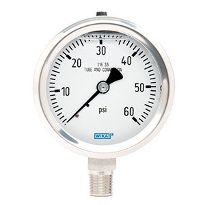 Wika 9833582 2.5" 233.53 60 PSI Bourdon Tube Gauge Crimped Ring Filled Stainless Steel Case