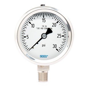 Wika 9833590 2.5" 233.53 30 PSI Bourdon Tube Gauge Crimped Ring Filled Stainless Steel Case