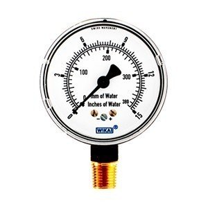 Wika 9851682 2.5" 611.10 15 INH2O/380 MMH2O Low Pressure Capsule Gauge Dry Steel Case