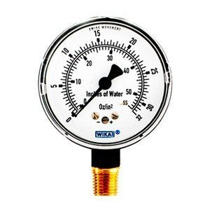 Wika 9851739 2.5" 611.10 32oz IN2/INH2O Low Pressure Capsule Gauge Dry Steel Case