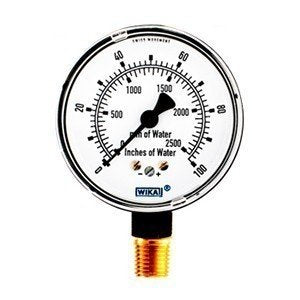 Wika 9851810 2.5" 611.10 100 INH2O/2500 MMH2O Low Pressure Capsule Gauge Dry Steel Case