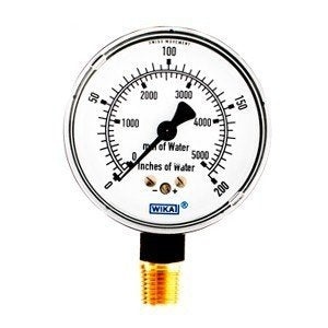 Wika 9851828 2.5" 611.10 200 INH2O/5000 MMH2O Low Pressure Capsule Gauge Dry Steel Case