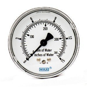 Wika 9851860 2.5" 611.10 15 INH2O/380 MMH2O Low Pressure Capsule Gauge Dry Steel Case