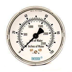 Wika 9851879 2.5" 611.10 100 INH2O/2500 MMH2O Low Pressure Capsule Gauge Dry Steel Case