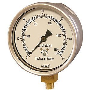 Wika 9747783 4" 612.20 3 PSI Low Pressure Capsule Gauge Dry Stainless Steel Case