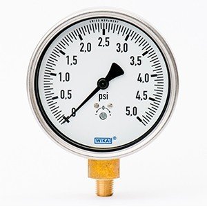 Wika 9747791 4" 612.20 5 PSI Low Pressure Capsule Gauge Dry Stainless Steel Case