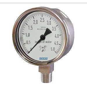 Wika 9804307 4" 632.50 5 PSI Low Pressure Capsule Gauge Dry Stainless Steel Case