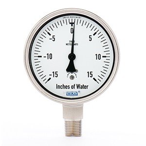 Wika 9804455 4" 632.50 15-0-15 INH2O Low Pressure Capsule Gauge Dry Stainless Steel Case